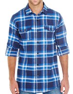 Burnside Gewebtes kariertes Flanellhemd mit Taschen – Blue - White (Checked)