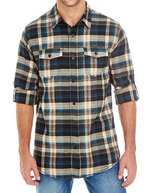 Burnside Gewebtes kariertes Flanellhemd mit Taschen, Blue - White (Checked) S, BU8210 – Cachi Quadri