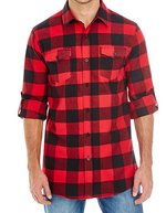 Burnside Gewebtes kariertes Flanellhemd mit Taschen, Blue - White (Checked) S, BU8210 – Rosso - Nero (A quadri)