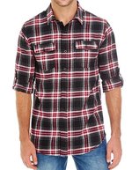 Burnside Gewebtes kariertes Flanellhemd mit Taschen, Blue - White (Checked) S, BU8210 – Rosso Quadri