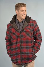 Burnside Flanelljacke mit Sherpa-Kapuze, Black - GreyXL, BU8620 – Bild 1