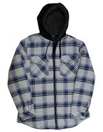 Burnside Flanelljacke mit Sherpa-Kapuze, Black - Grey – Grey - Blue (Checked)