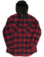 Burnside Flanelljacke mit Sherpa-Kapuze, Black - Grey – Red - Navy (Checked)