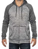 Burnside Leistungsstarkes Raglan Hoodie mit Kängurutasche – Heather Grey/Heather Charcoal