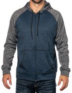 Burnside Leistungsstarkes Raglan Hoodie mit Kängurutasche – Heather Navy/Heather Charcoal