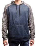Burnside Leichter Herren Raglanpullover mit Kängurutasche – Heather Navy/Heather Charcoal