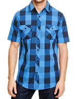 Burnside Buffalo Plaid Flanellhemd mit Brusttaschen – Black - Blue (Checked)