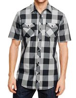 Burnside Buffalo Plaid Flanellhemd mit Brusttaschen – Black - White (Checked)
