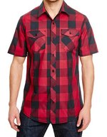 Burnside Buffalo Plaid Flanellhemd mit Brusttaschen – Red - Black (Checked)