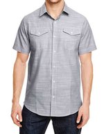 Burnside Gewebtes Business Hemd Kurzarm – Black (White Heather)