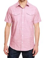 Burnside Gewebtes Business Hemd Kurzarm – Red (White Heather)