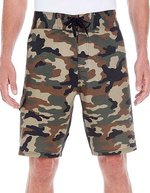 Burnside Stretch Board Shorts mit Kordelzug – Green Camo