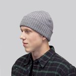 Brain Waves Nachhaltiger POLYLANA® Rib Beanie mit Umschlag, Black One Size, BW801953 – Bild 1