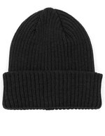 Brain Waves Nachhaltiger POLYLANA® Rib Beanie mit Umschlag – Black