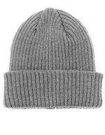 Brain Waves Nachhaltiger POLYLANA® Rib Beanie mit Umschlag – Grey Melange