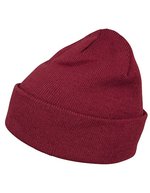 BuildYourBrand Schwarzes Heavy Knit Beanie mit Umschlag – Burgundy