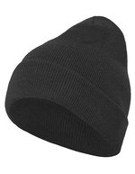 BuildYourBrand Schwarzes Heavy Knit Beanie mit Umschlag – Charcoal (Heather)