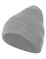 BuildYourBrand Schwarzes Heavy Knit Beanie mit Umschlag – Heather Grey