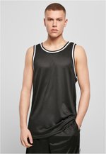 BuildYourBrand Mesh Tanktop mit Longcut und Rippbündchen, Black/White M, BY009 – Bild 1