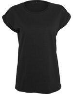 T-Shirt mit verlängertem Schulterbereich für Damen – Black
