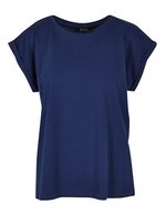 BuildYourBrand T-Shirt mit verlängertem Schulterbereich für Damen, Magic Salvia XL, BY021 – Blu navy chiaro