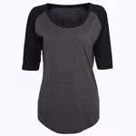 T-shirt 3/4 con maniche raglan da Donna – Charcoal (Heather)/Black