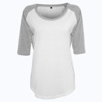3/4 T-Shirt mit Raglan-Ärmeln für Damen – White/Heather Grey