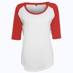 3/4 T-Shirt mit Raglan-Ärmeln für Damen – White/Red
