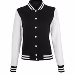 Giacca college con polsini a coste a righe da Donna – Black/Heather Grey