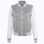 Giacca college con polsini a coste a righe da Donna – Heather Grey/White