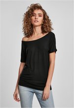 BuildYourBrand Viskose T-Shirt Boatneck-Schnitt für Damen, Black XS, BY040 – Bild 1