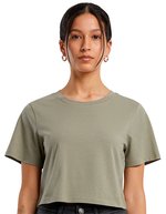 BuildYourBrand Cropped Tee aus Single Jersey für Damen, Grey XS, BY042 – Pallido Oliva