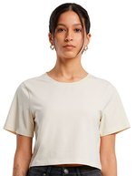 BuildYourBrand Cropped Tee aus Single Jersey für Damen, Grey XS, BY042 – Bianco Sabbia