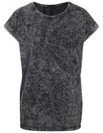 Acid Washed T-Shirt mit Schulterdetails für Damen – Darkgrey Bianco