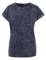 Acid Washed T-Shirt mit Schulterdetails für Damen – Indaco Bianco