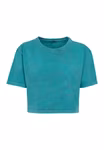 BuildYourBrand Verwaschenes Damen Crop T-Shirt Baumwolle – Indigo White