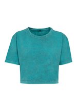 Verwaschenes Damen Crop T-Shirt Baumwolle – Bild 3