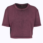 BuildYourBrand Verwaschenes Damen Crop T-Shirt Baumwolle – Berry Black