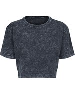 Verwaschenes Damen Crop T-Shirt Baumwolle – Darkgrey Blanc