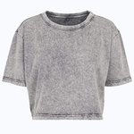 Verwaschenes Damen Crop T-Shirt Baumwolle – Gris Noir