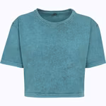 BuildYourBrand Verwaschenes Damen Crop T-Shirt Baumwolle – Teal Black