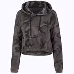 Camo Crop Hoodie mit Kordelzug – Dark Camo