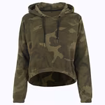 Camo Crop Hoodie mit Kordelzug – Olive Camo