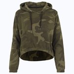 Camo Crop Hoodie mit Kordelzug – Olive Camo