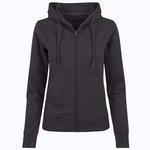 BuildYourBrand Terry Zip Hoody Regular Fit für Damen, Black XS, BY069 – Charcoal (Heather)