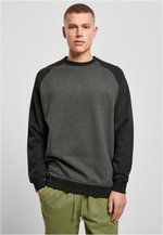 BuildYourBrand Raglan Crewneck Sweatshirt Baumwollmix 250g/m², Black/Charcoal (Heather) S, BY076 – Bild 1