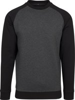BuildYourBrand Raglan Crewneck Sweatshirt Baumwollmix 250g/m², Black/Charcoal (Heather) S, BY076 – Bild 3