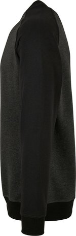 BuildYourBrand Raglan Crewneck Sweatshirt Baumwollmix 250g/m², Black/Charcoal (Heather) S, BY076 – Bild 5