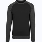 BuildYourBrand Raglan Crewneck Sweatshirt Baumwollmix 250g/m², Black/Charcoal (Heather) S, BY076 – Bild 2
