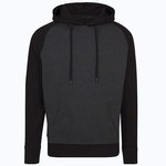 Raglan Hoodie mit Kängurutasche – Charcoal (Heather)/Black